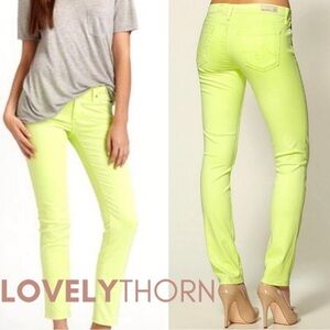 Neon Yellow AG Jeans - The Stilt Cigarette Leg
